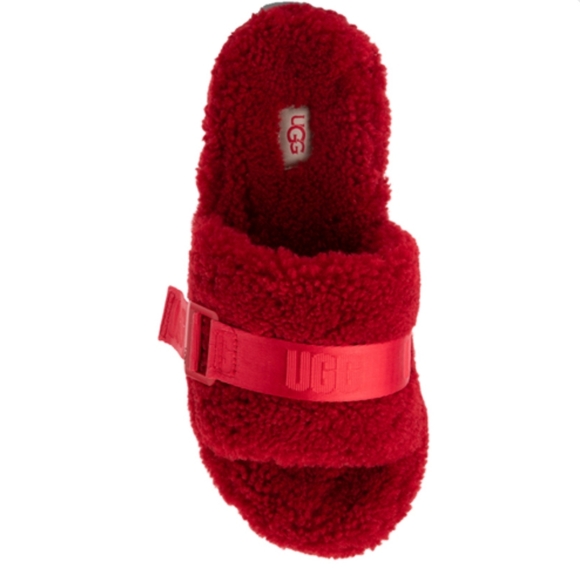 Womens UGG® Fluffita Slide Sandal Ribbon Red - Picture 4 of 7
